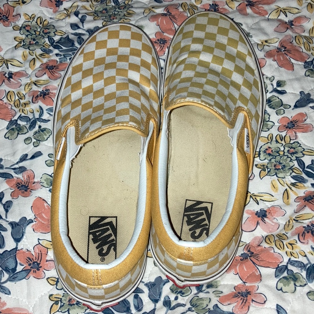 Yellow and white checkered vans. Men’s size 10